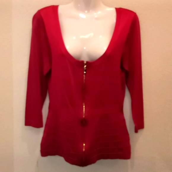 Boston Proper Sexy Raspberry Fitted Scoop Neck Sweater - Picture 2 of 9